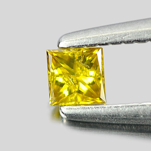 Natural Yellow Loose Diamond 0.11 Ct. Baguette Princess Cut 2.6 Mm. (1 of 3)