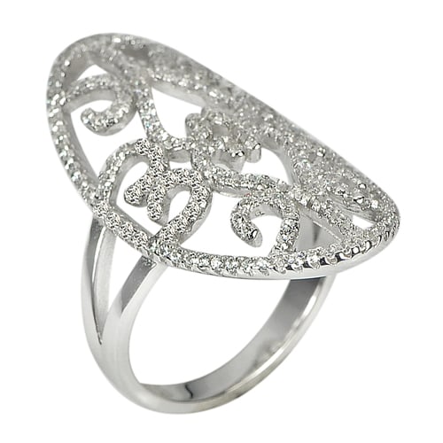 5.90 G. Round White CZ Real 925 Sterling Silver Fine Jewelry Ring Size 8 (1 of 3)