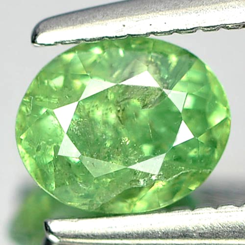 Natural Green Demantoid Garnet Gemstones 0.67 Ct. Oval Shape 5.5 x 4.6 Mm.: Product ID: 802919231 Product Name: Natural Demantoid Weight: 0.67 CT. Size: 5.5 x 4.6 x 3.3 MM. Shape: Oval Color: Green Clarity:SI Luster: Good Gems Origin: Madagascar , Africa Treatment: Unheated C