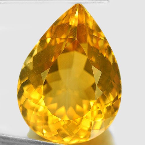 Natural Yellow Citrine Gemstones 15.08 Ct. Clean Pear Shape 19.5 x 14.5 Mm. (1 of 3)