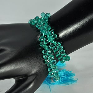 71.75 Ct. Natural Paraiba Color Apatite Bead Length 10 Inch 6.5 x 3.6 Mm. (1 of 3)