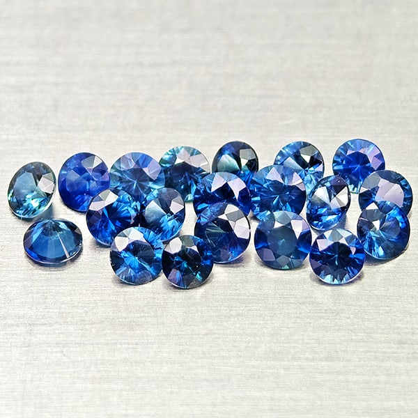 Natural Blue Sapphire Gemstones 2.00 Ct. 20 Pcs. Round Diamond Cut 2.7 Mm.: Product ID: 806012159 Product Name: Natural Blue Sapphire Weight: 2.00 CT. Size: 2.7 x 2.7 x 1.8 MM. Shape: Round Diamond Cut Color: Blue Clarity:VSI Luster: Good Gems Origin: Madagascar Treatment: He