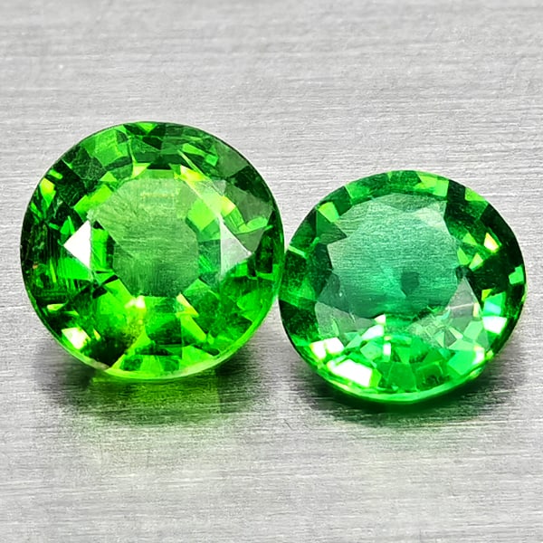 Natural Green Chrome Diopside Gemstones 0.51 Ct. 2 Pcs. Round Shape (1 of 3)