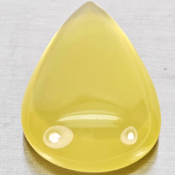 Natural Yellow Lemon Quartz Gemstones 26.39 Ct. Pear Shape Cabochon 26 x 18.4 Mm. (1 of 3)