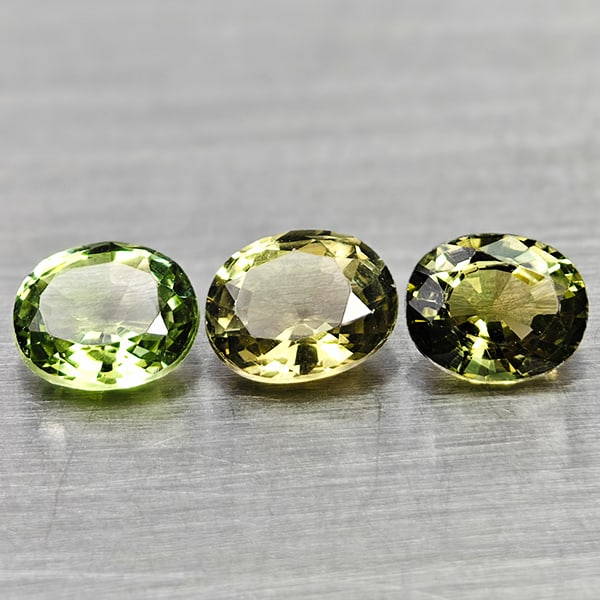 Natural Green Tourmaline Gemstones 1.50 Ct. 3 Pcs. Oval Shape 5.5 x 4.7 Mm. (1 of 3)
