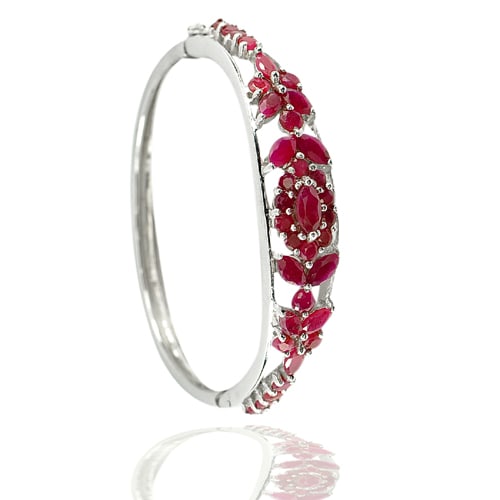 Good Color 25.31 G. Natural Purplish Red Real 925 Sterling Silver Jewelry Bangle (1 of 3)