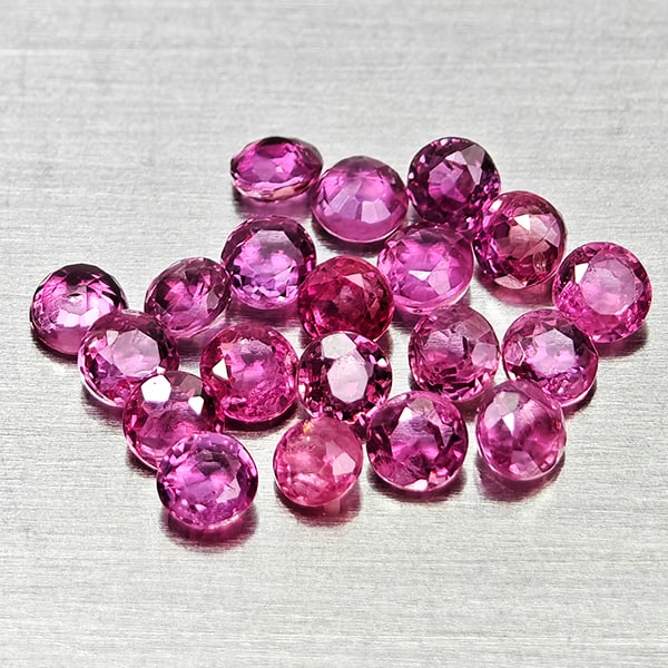 Natural Pinkish Red Ruby Gemstones 1.42 Ct. 20 Pcs. Round Shape 2.2 Mm. (1 of 3)
