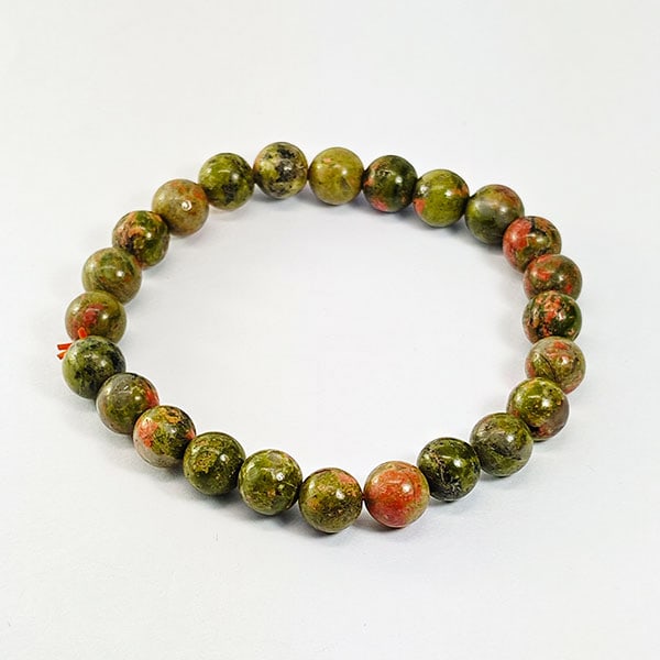 Natural Party Color Unakite 88.02 Ct. Round Cab Beads Bracelet Length 7 Inch (1 of 3)