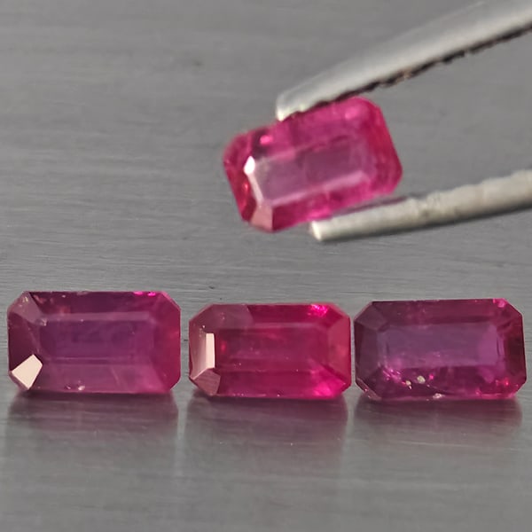 Natural Purplish Pink Ruby Gemstones 1.57 Ct. 4 Pcs. Octagon Shape 5.3 x 3.2 Mm. (1 of 2)