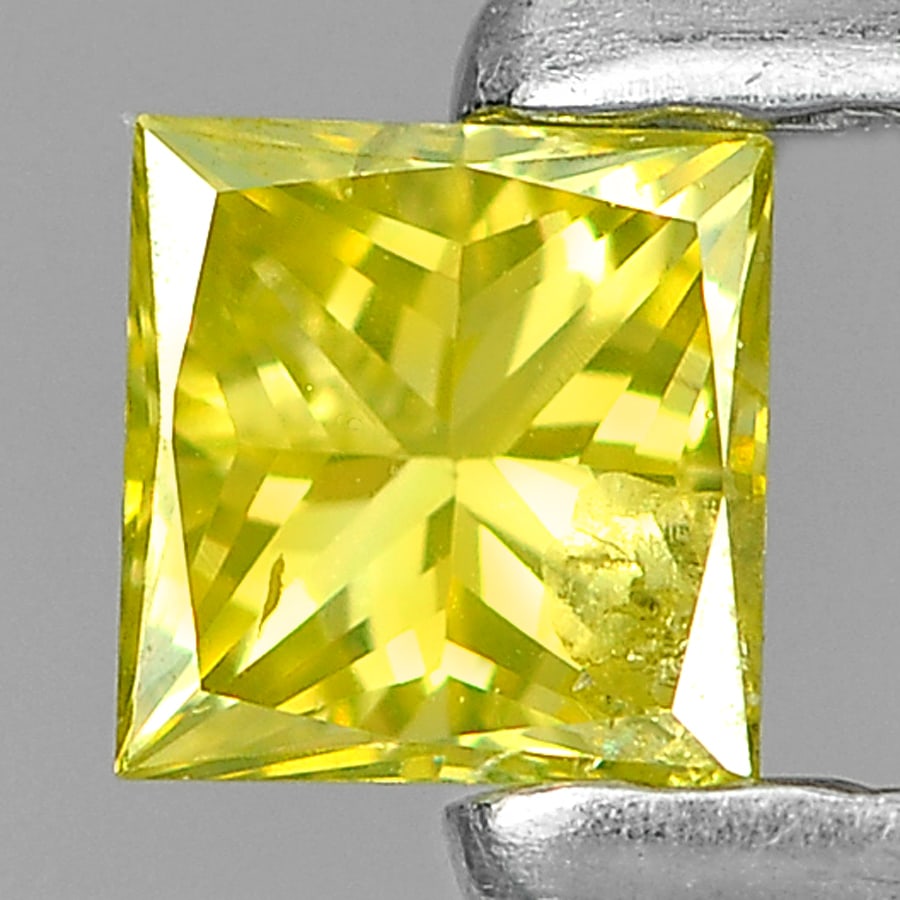 Natural Yellow Loose Diamond 0.11 Ct. Square Princess Cut 2.7 x 2.6 Mm. (1 of 3)