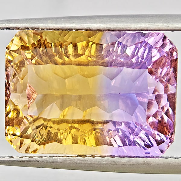 Natural Bi Color Ametrine Gemstones 10.99 Ct. Octagon Concave Cut 15.4 x 11 Mm. (1 of 3)