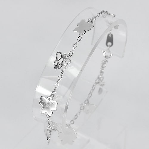 3.20 G. Real 925 Sterling Silver Jewelry Bracelet Butterfly Length 7 Inch. (1 of 3)