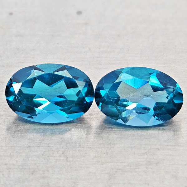 Natural London Blue Topaz Gemstones 1.10 Ct. 2 Pcs. Oval Shape 6 x 4 Mm. (1 of 3)