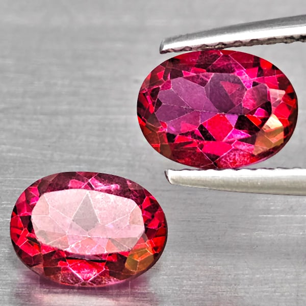 Natural Pink Topaz Gemstones 2.96 Ct. 2 Pcs. Oval Shape 8.1 x 6.1 Mm.: Product ID: 807169050 Product Name: Natural Topaz Weight: 2.96 CT. Size: 8.1 x 6.1 x 4 MM. Shape: Oval Shape Color: Pink Clarity:VSI Luster: Good Gems Origin: Brazil Treatment: Treated Crystal Structu