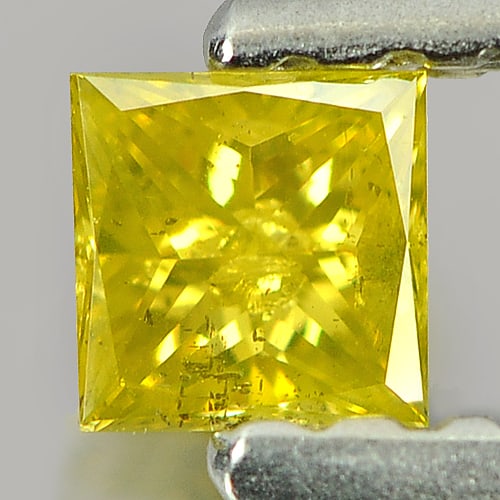 Natural Yellow Loose Diamond 0.13 Ct. Square Princess Cut 2.9 x 2.9 Mm. (1 of 3)