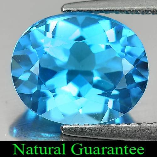 Natural Swiss Blue Topaz Gemstones 4.45 Ct. Oval Shape 11 x 9 Mm.: Product ID: 807160653 Product Name: Natural Blue Topaz Weight: 4.45 CT. Size: 11 x 9 x 6 MM. Shape: Oval Color: Swiss Blue Clarity:VVS Luster: Good Gems Origin: Brazil Treatment: Treated Crystal Struc