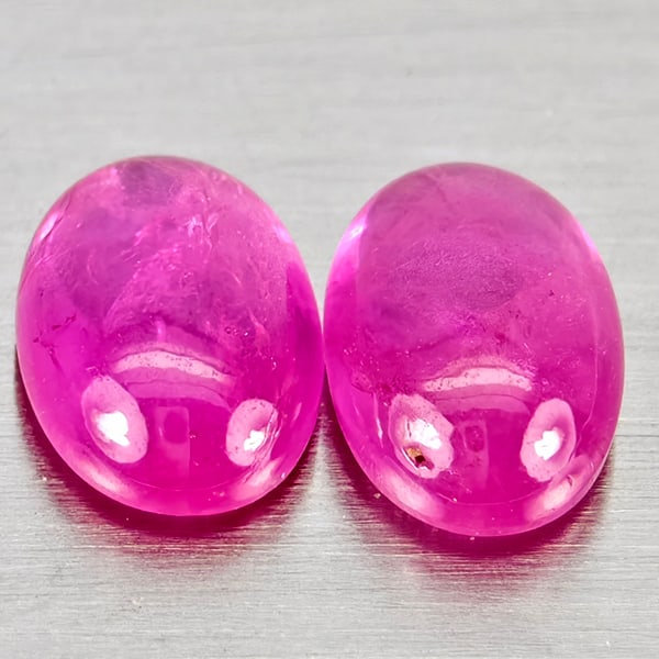 Natural Pink Red Jonson Ruby Gemstones 1.32 Ct. 2 Pcs. Oval Cabochon Shape 6.2 x 4.3 Mm. (1 of 3)