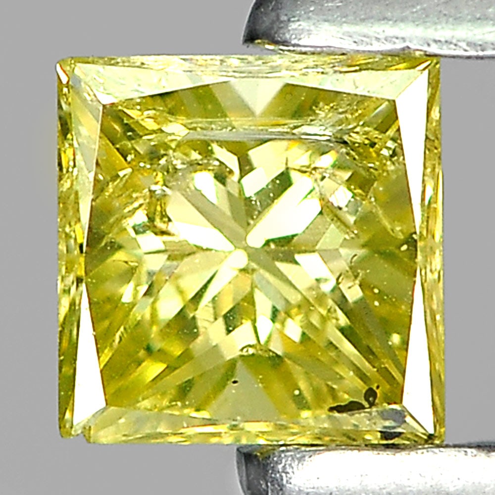 Natural Yellow Loose Diamond 0.18 Ct. Square Princess Cut 3.2 x 3.2 Mm. (1 of 3)