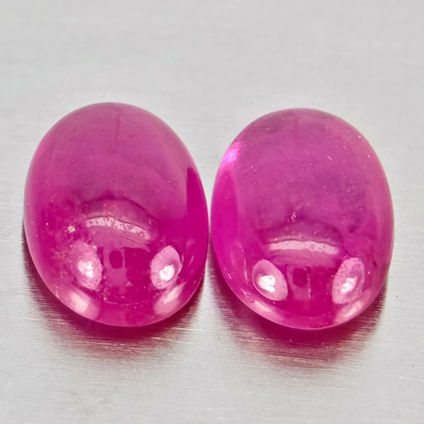 Natural Pink Red Jonson Ruby Gemstones 1.40 Ct. 2 Pcs. Oval Cabochon Shape 6.2 x 4.2 Mm. (1 of 3)