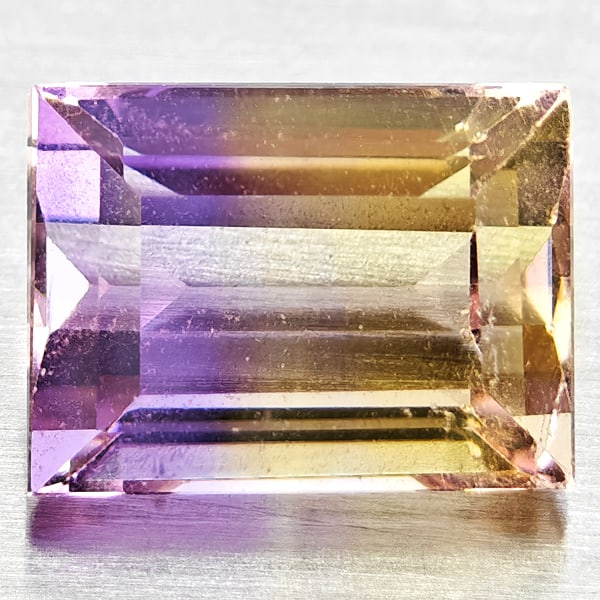 Natural Bi Color Ametrine Gemstones 2.08 Ct. Baguette Shape 8.3 x 6.3 Mm.: Product ID: 800408483 Product Name: Natural Ametrine Weight: 2.08 CT. Size: 8.3 x 6.3 x 5.1 MM. Shape: Baguette Color: Bi Color Clarity:VSI Luster: Good Gems Origin: Bolivia Treatment: Unheated Crysta