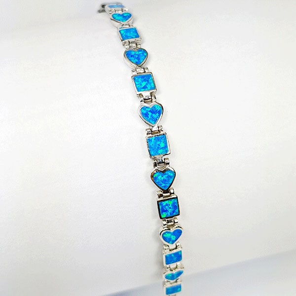 952 Sterling Silver Bracelet Jewelry 11.94 Grams with Multi Color Blue Opal Length 7.5 Inch. (1 of 3)