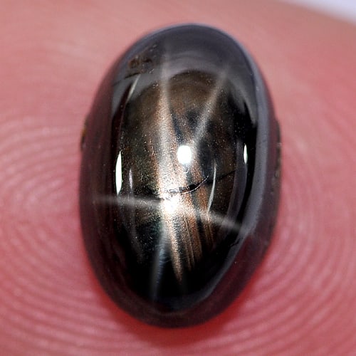 Natural Black Star Sapphire Gemstones 3.78 Ct. Oval Cabochon Shape 10.1 x 6.7 Mm.: Product ID: 806135604 Product Name: Natural Star Sapphire Weight: 3.78 CT. Size: 10.1 x 6.7 x 4.7 MM. Shape: Oval Cabochon Color: Black Clarity:Opaque Luster: Good 6 Rays Star Gems Origin: Thailand Tr