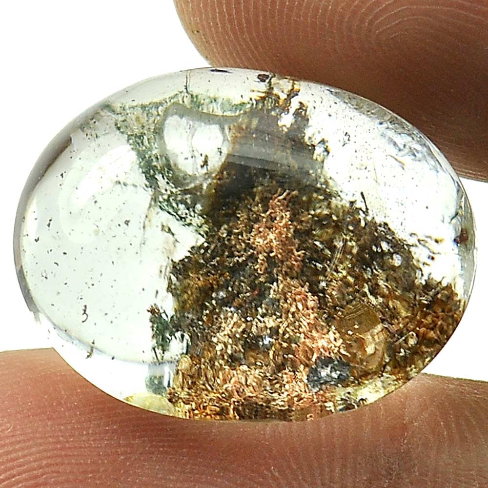 Natural Moss Quartz Gemstones 23.49 Ct. Oval Cabochon Shape 20 x 16 Mm. (1 of 3)