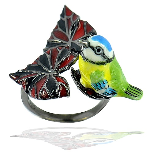 925 Sterling Silver 6.76 Grams Oxidize Bird and LeafDesign Ring Size 8 (1 of 3)