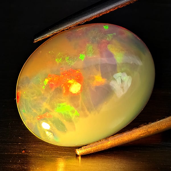 Natural Multi Color Opal Gemstones 2.55 Ct. Oval Cabochon Shape 14.9 x 11.8 Mm. (1 of 3)