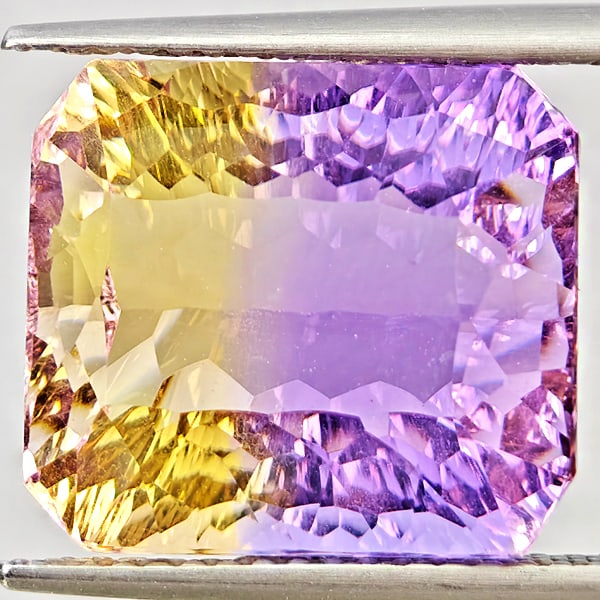Natural Bi Color Ametrine Gemstones 10.32 Ct. Octagon Concave Cut 13.7 x 12.2 Mm. (1 of 3)