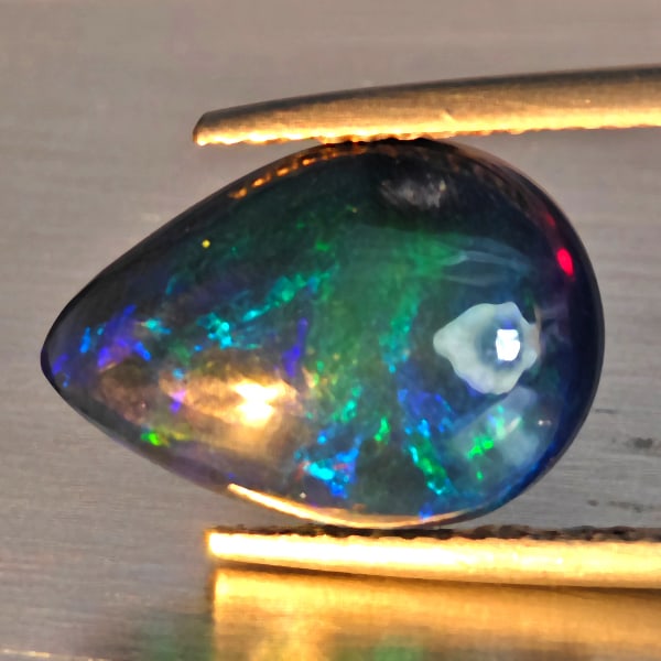 Natural Multi Color Play Of Colour Opal Gemstones 2.88 Ct. Pear Cabochon Shape 14 x 10 Mm. (1 of 3)