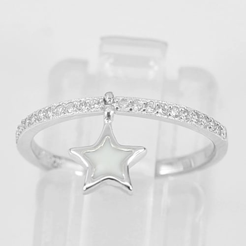925 Sterling Silver Ring Jewelry Size 6 with Enamel Star 1.10 Grams: Product ID: 280510232 Product Type: 925 Sterling Silver Fine Jewelry Jewelry Weight: 1.10 Grams. Ring Size: 6 Resizable(Fee) Gemstones Color: Silver Metal: Solid Silver 92.5%. Gemstone Detail: About 1