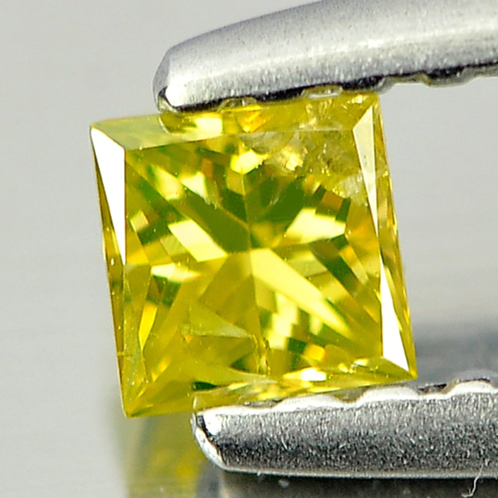 Natural Yellow Loose Diamond 0.15 Ct. Square Princess Cut 2.9 x 2.9 Mm. (1 of 3)