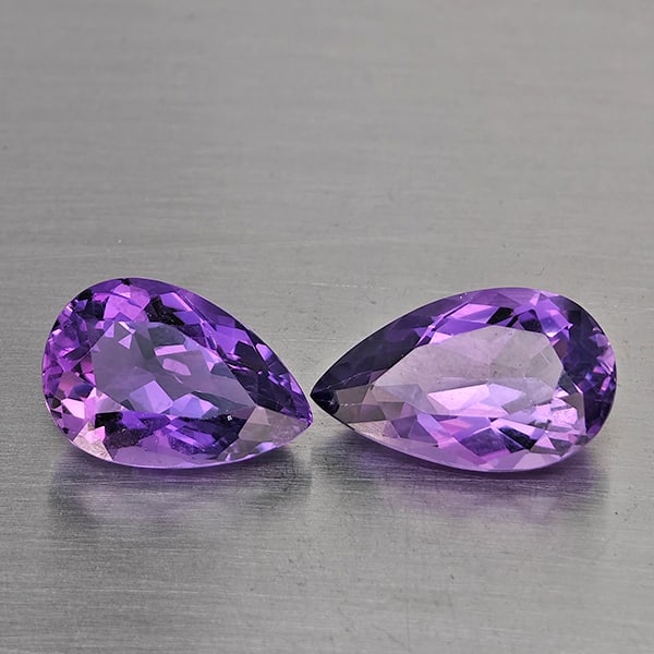 Natural Purple Amethyst Gemstones 6.33 Ct. 2 Pcs. Pear Shape 13.4 x 8.3 Mm. (1 of 3)