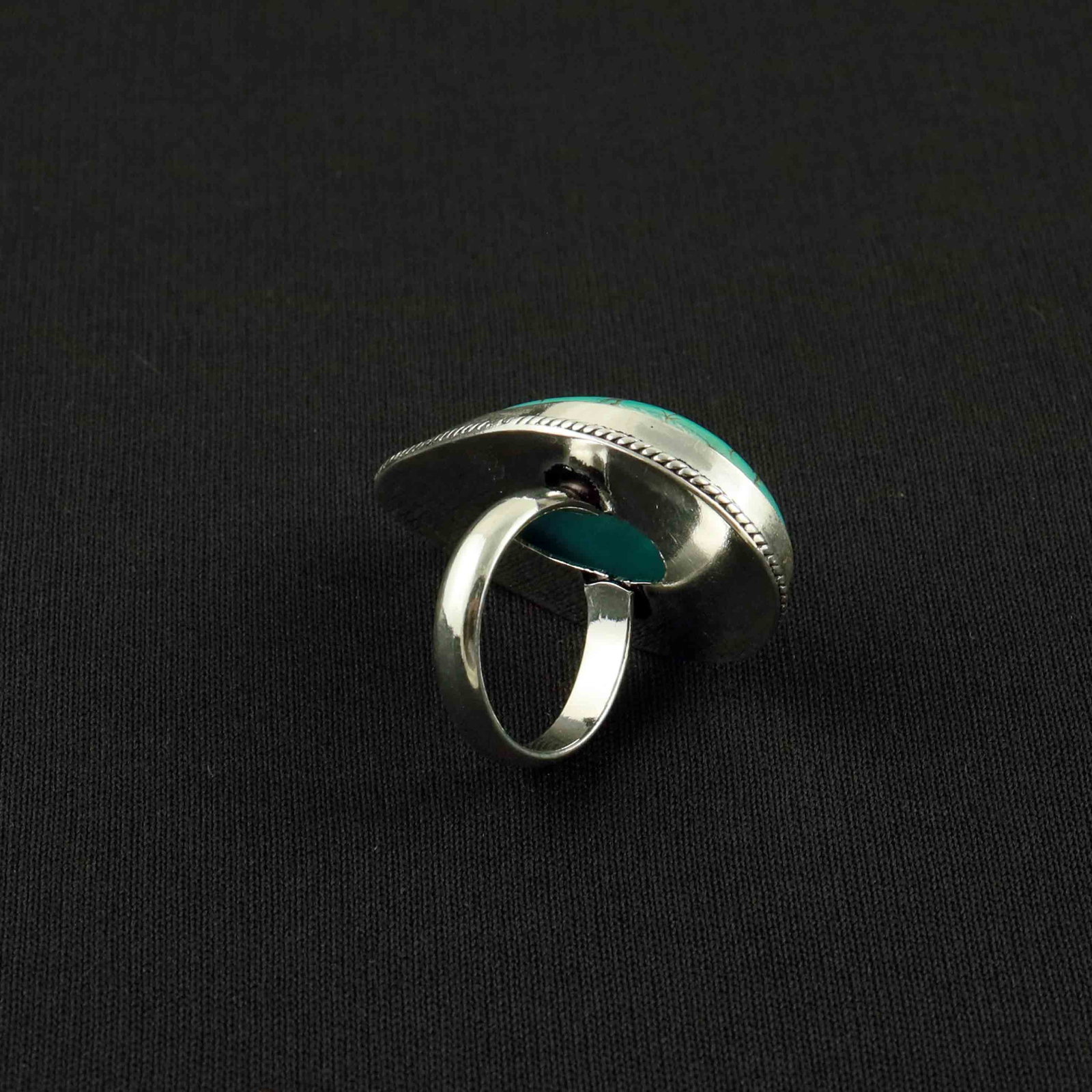 Natural Turquoise Silver Plated Handmade Ring - 7MM - 3