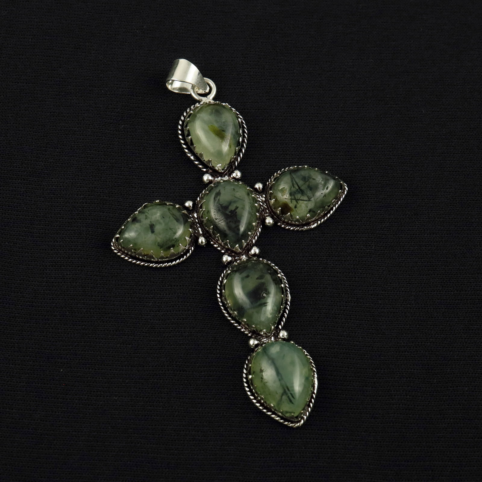 Natural Perhnite Sterling Silver Plated Handmade Pendant: Product ID: 260519131324 Product - Handmade Silver Plated Pendant Metal - 92.5 Sterling Silver Plated Pendant Size - 3.5x2 Inch Gemstone - Perhnite Gemstone Origin - South Africa Gemstone Size - 12x16