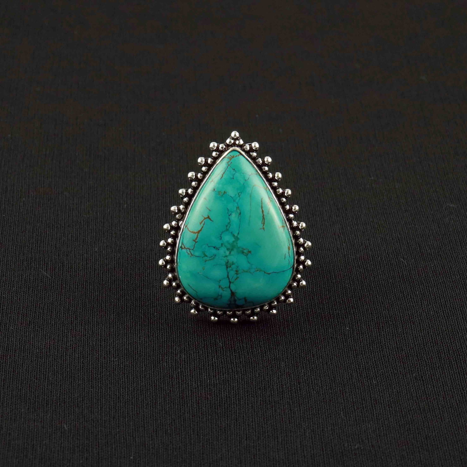 Natural Turquoise Silver Plated Handmade Ring - 10MM (1 of 3)