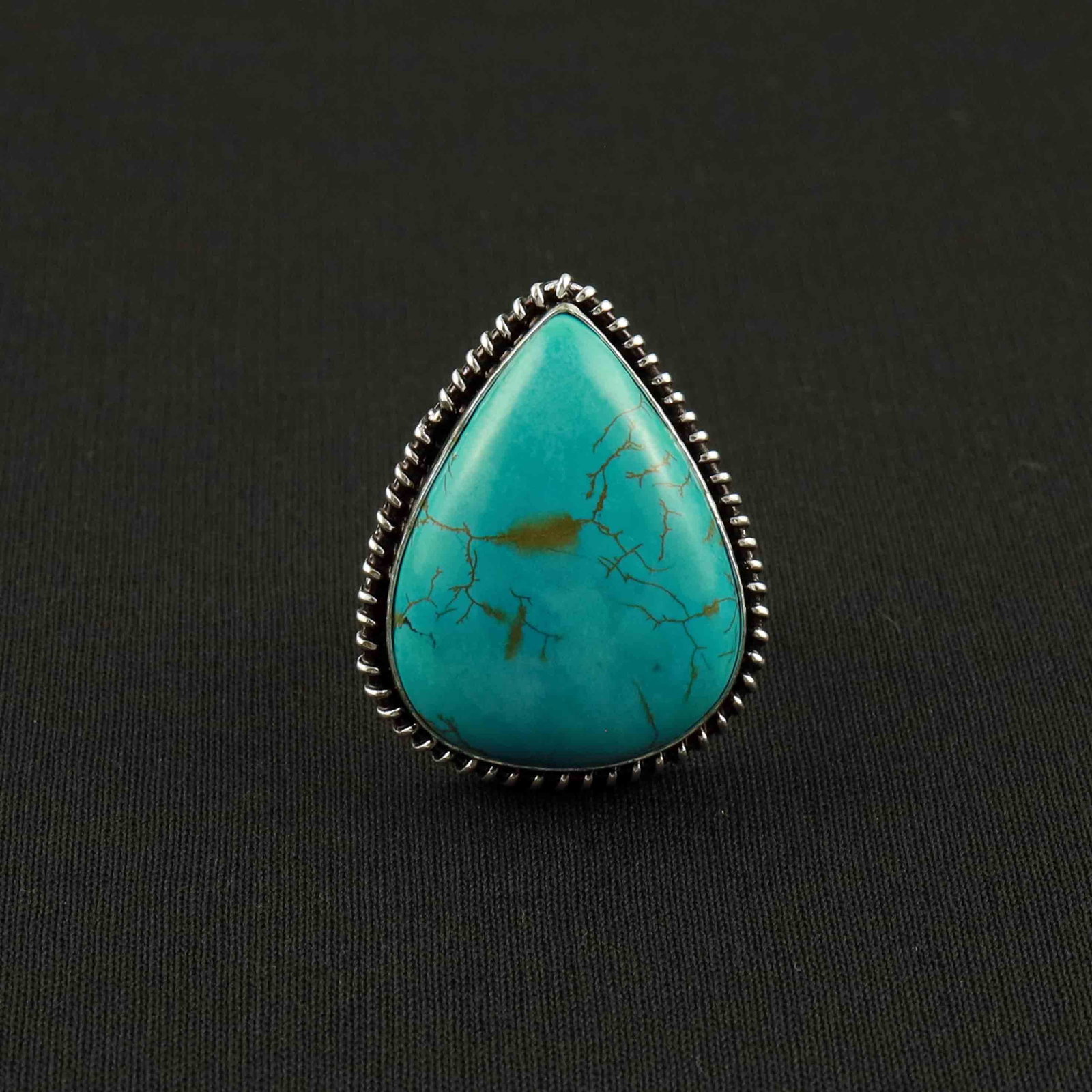 Natural Turquoise Silver Plated Handmade Ring - 8.5MM (1 of 3)