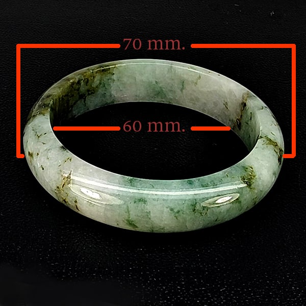 Natural Multi Color Jade Bangle 338.15 Ct. Diameter 60 Mm.: Product ID: 819816315 Product Name: Natural Jade Weight: 338.15 CT. Size: 70 x 60 MM. Shape: Round Shape Color: Multi-Color Clarity:Opaque Luster: None Gems Origin: Thailand Treatment: Unheated Crysta