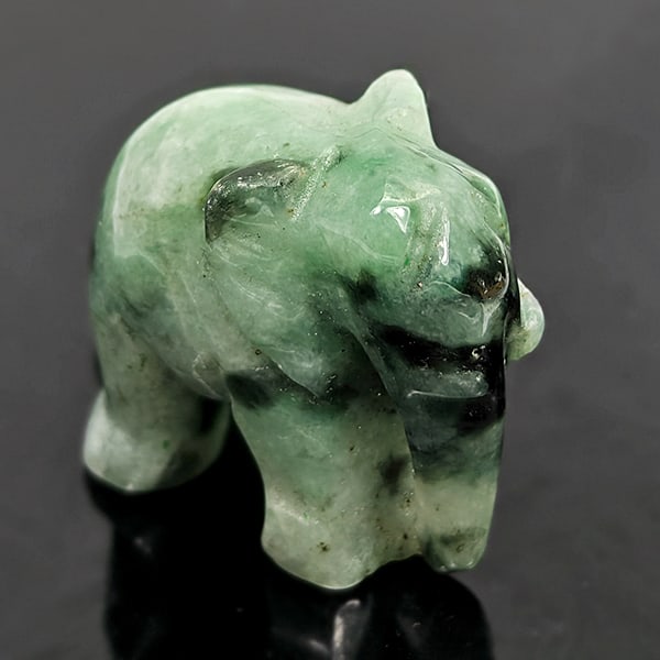 Natural Green Jade 52.34 Ct. Elephant Carving Shape 16 x 29 Mm.: Product ID: 819815973 Product Name: Natural Jade Weight: 52.34 CT. Size: 16 x 29 x 22 MM. Shape: Elephant Carving Shape Color: Green Clarity:Opaque Luster: Good Gems Origin: Thailand Treatment: Unheat