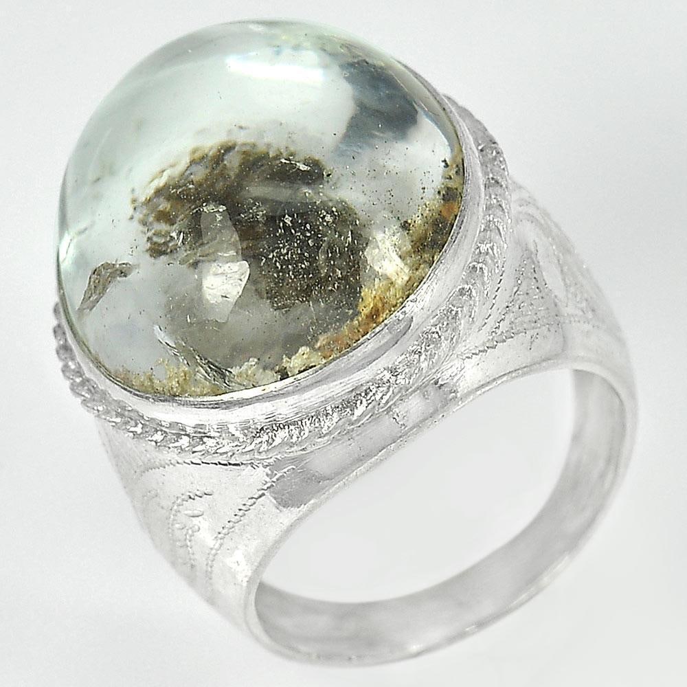 Natural Moss Quartz Gemstones with 925 Sterling Silver Ring Jewelry 12.21 Grams Size 9 (1 of 3)