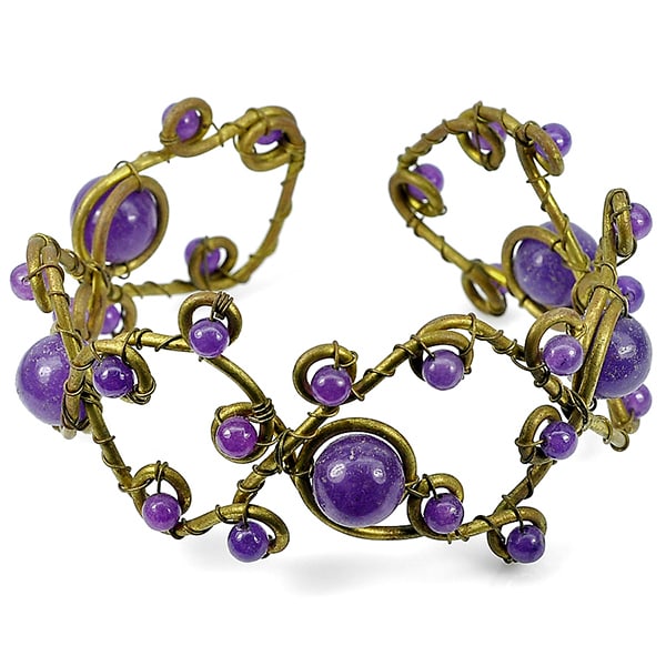 Plastic Purple Brass Bangle Fashion Jewelry Handmade Free Size 30.46 Grams (1 of 3)
