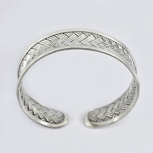 925 Sterling Karen Silver Bangle Jewelry Diameter 60 Mm. 24.50 Grams (1 of 3)