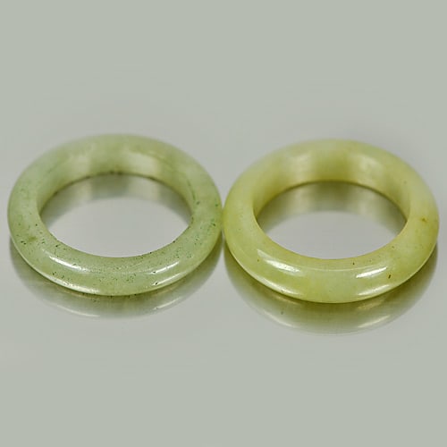 Natural Green Jade 21.30 Ct. 2 Pcs. Round Cabochon Shape Ring Size 5.5 (1 of 3)