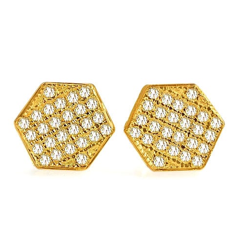 Natural White Diamond 10K Yellow Gold Earring Jewelry 0.95 Grams (1 of 3)