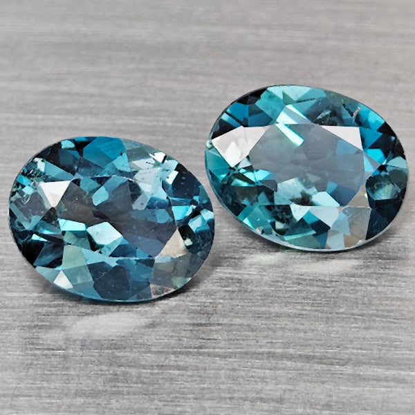Natural London Blue Topaz Gemstones 4.66 Ct. 2 Pcs. Oval Shape 9.2 x 7.3 Mm. (1 of 3)