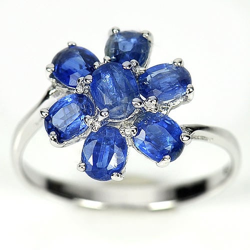 Natural Blue Kyanite Gemstones 925 Sterling Silver Ring Jewelry 2.71 Grams Size 9 (1 of 3)