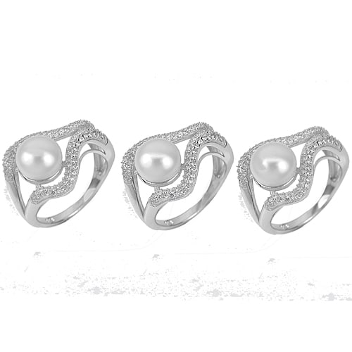 Natural Round White Pearl 925 Sterling Silver Ring Jewelry 4.60 Grams Size 7 (1 of 3)