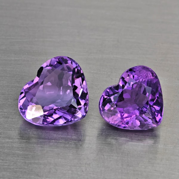 Natural Purple Amethyst Gemstones 5.01 Ct. 2 Pcs. Heart Shape 9 x 8.2 Mm.: Product ID: 800325709 Product Name: Natural Amethyst Weight: 5.01 CT. Size: 9 x 8.2 x 6 MM. Shape: Heart Shape Color: Purple Clarity:SI1 Luster: Good Gems Origin: Brazil Treatment: Unheated Crystal St