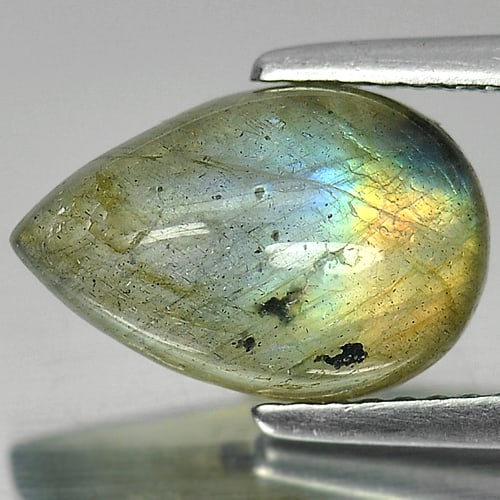 Natural Multi Color Labradorite Gemstones 3.11 Ct. Pear Cabochon Shape 12.2 x 8 Mm. (1 of 3)